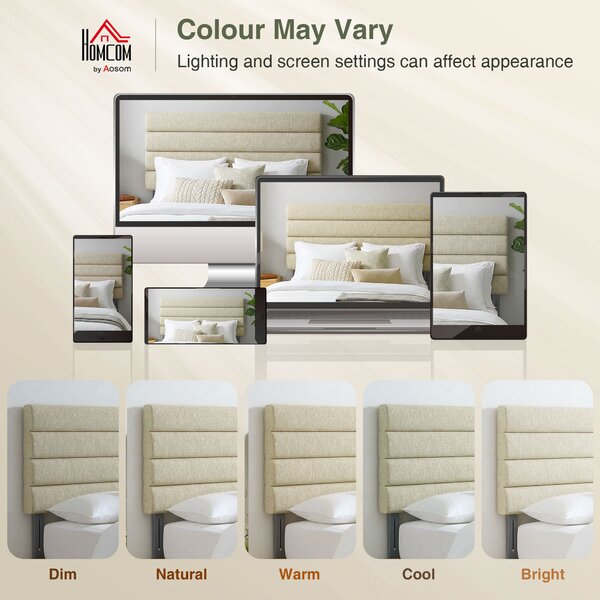 HOMCOM Testiera Letto Imbottita in Lino, Altezza Regolabile 3 Livelli da Fissare a Parete, 140x10x106-126 cm, Beige | Aosom Italy