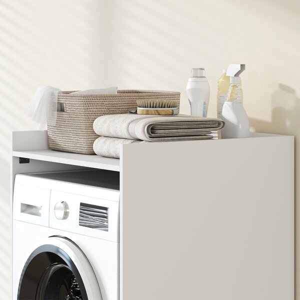 HOMCOM Mobile per lavatrice con ripiano aperto, Armadio a nicchia da bagno per piccoli spazi, 64x60x97,5 cm, Bianco | Aosom Italy