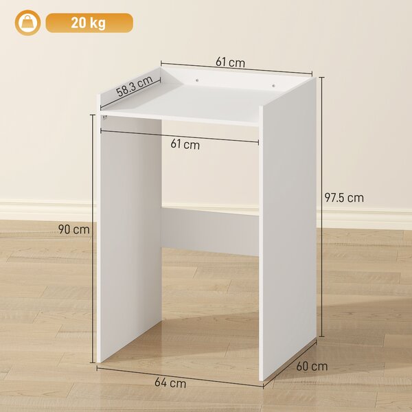 HOMCOM Mobile per lavatrice con ripiano aperto, Armadio a nicchia da bagno per piccoli spazi, 64x60x97,5 cm, Bianco | Aosom Italy