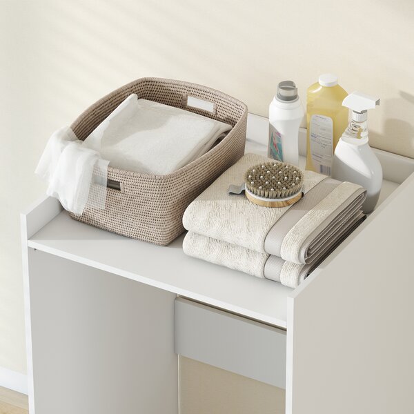 HOMCOM Mobile per lavatrice con ripiano aperto, Armadio a nicchia da bagno per piccoli spazi, 64x60x97,5 cm, Bianco | Aosom Italy