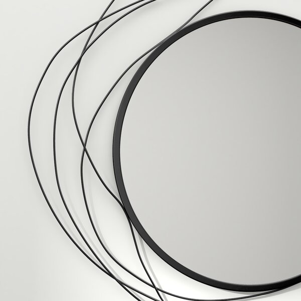 HOMCOM Specchio rotondo moderno a filo da parete in metallo, 65x1x65cm, Nero | Aosom Italy