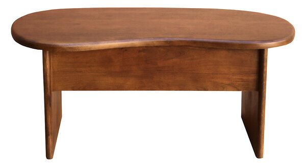 Tavolino basso sollevabile di design a forma di fagiolo con contenitore in legno di mango massiccio tinto L95 cm KOKOA