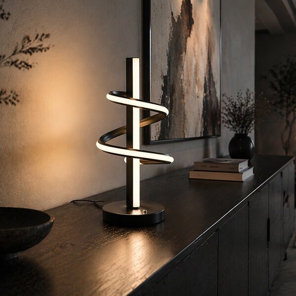 Lampada da tavolo di design nera con LED dimmerabile con interruttore a 3 vie - Rolla