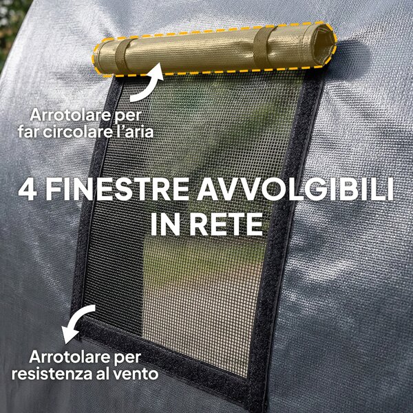 Outsunny Tenda per Garage 3x6 m Impermeabile con Telo PE Resistente e Struttura in Metallo Galvanizzato UPF 30+, Grigio Scuro | Aosom Italy