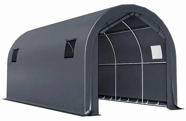 Outsunny Tenda per Garage 3x6 m Impermeabile con Telo PE Resistente e Struttura in Metallo Galvanizzato UPF 30+, Grigio Scuro | Aosom Italy