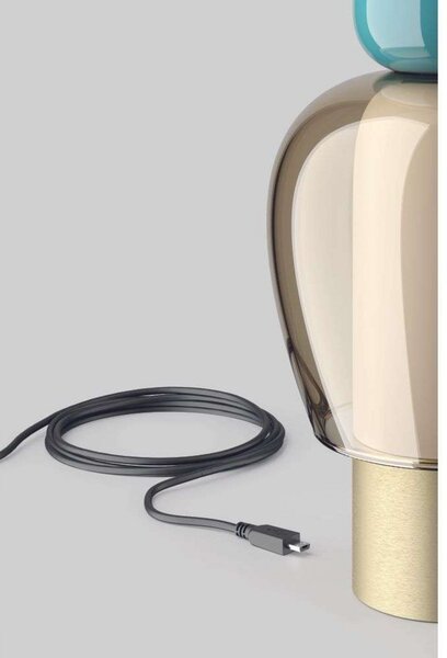 Lampada da tavolo Easy Peasy ToGo, oro rosa/verde scuro