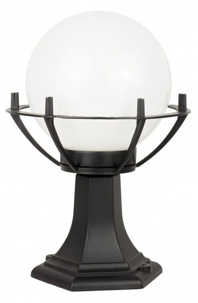 Lampada da giardino a stelo 39 cm sfera bianca o fumé 25 cm 1xE27 nero IP43 SU-MA Kule K 4011/1/KPO