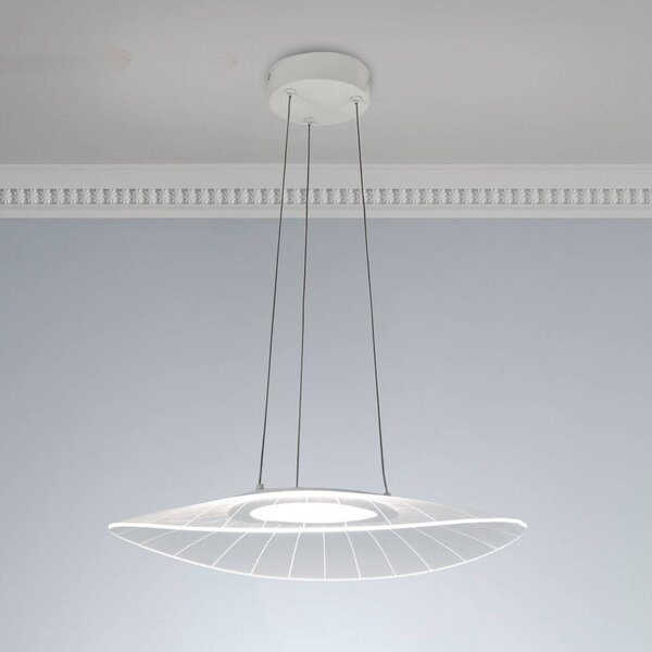 Fabas Luce Lampada a sospensione LED Vela, bianca, Oval, 59 cm x 43 cm