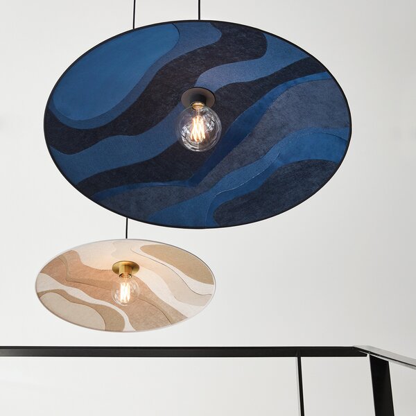 Lampada a sospensione MARKET SET, Sonia Laudet, dimmerabile, Blu, Soggiorno, Tessuto / Tessile, Design