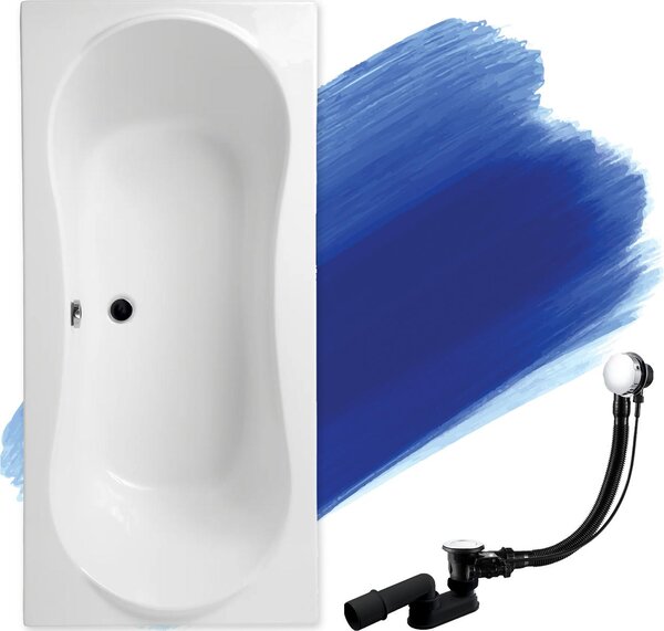 BADLAND vasca rettangolare lunga 170x80 con set di scarico, piedini GRATUITI senza rivestimento