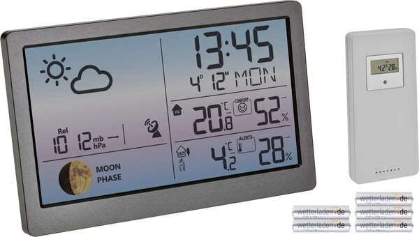 TFA 35.1169.10 Stazione meteorologica wireless LUNA SKY Previsioni meteo Orologio radio Trasmettitore radio : con batterie