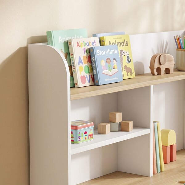 AIYAPLAY Scrivania per Bambini con Ripiani, Cassetto, Tavolo per Bambini 3-8 Anni, in Legno per Cameretta, Bianco | Aosom Italy