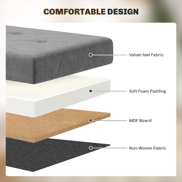 HOMCOM Panca Contenitore Pieghevole da 67L, Coperchio Imbottito e Rivestimento Vellutato, 76x38x38cm, Grigio | Aosom Italy