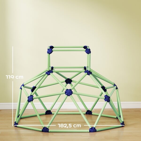 AIYAPLAY Gioco Arrampicata Bambini 3-8 Anni a Cupola con Bordi Smussati, in PP, 182.5x182.5x119 cm, Verde e Viola | Aosom Italy