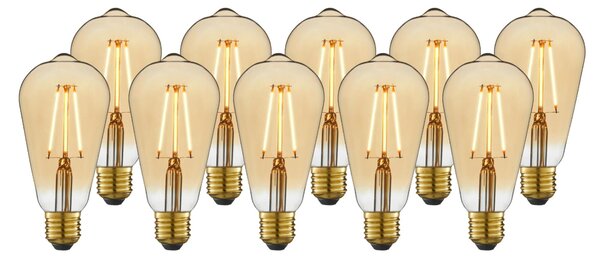 10 lampadine LED, E27, goccia, ambrato, luce calda, 5W=300LM (equiv 28 W),  360° , LEXMAN