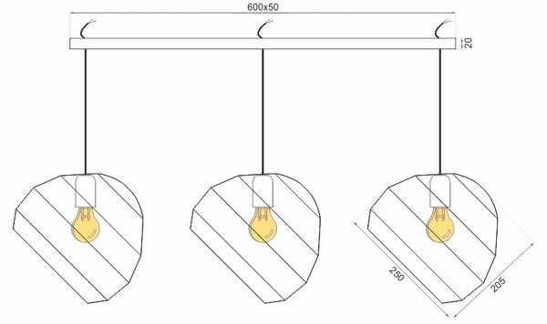 Lampada Da Soffitto Pensile Triangolare APP384-3CPR