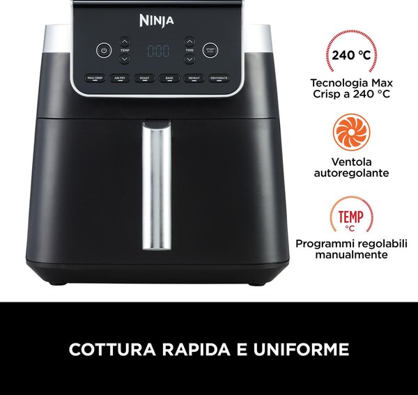 Ninja Friggitrice ad Aria Capacit 6,2 Litri Potenza 2000 Watt colore Nero - MAX PRO - AF180EU