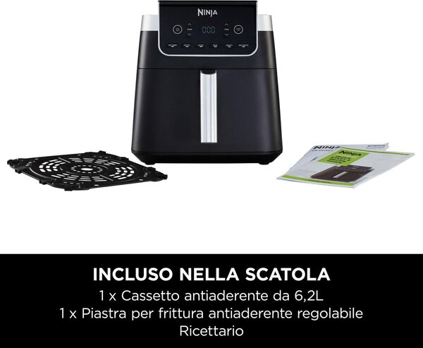 Ninja Friggitrice ad Aria Capacit 6,2 Litri Potenza 2000 Watt colore Nero - MAX PRO - AF180EU