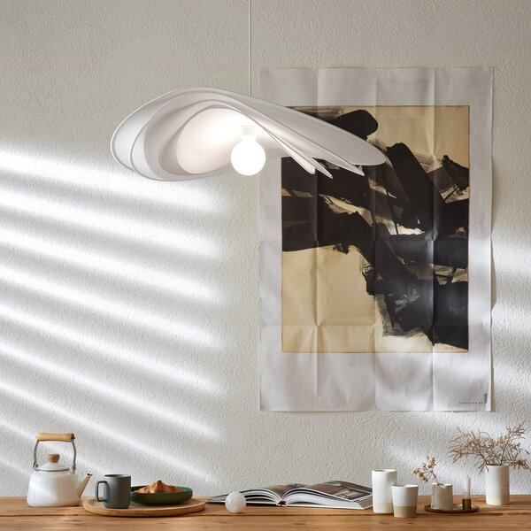 Lampada a sospensione MARKET SET, Selenitis, dimmerabile, Bianco, Camera da letto, Carta / Cartone, Design