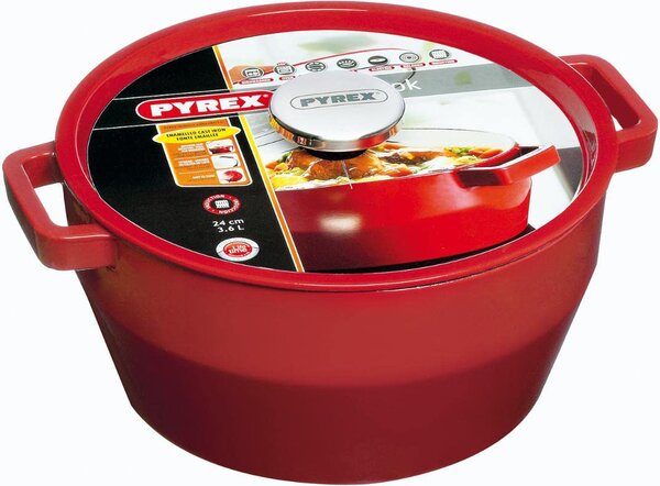 Pyrex Pentola Casseruola in Ghisa Cocotte Ovale 31 x 25 x 13 cm con Coperchio