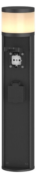 Lucande Corban battiscopa, grigio, prese di corrente, G9, IP44