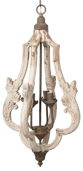 Clayre & Eef Lampada a sospensione Ø 40x79 cm Legno bianco