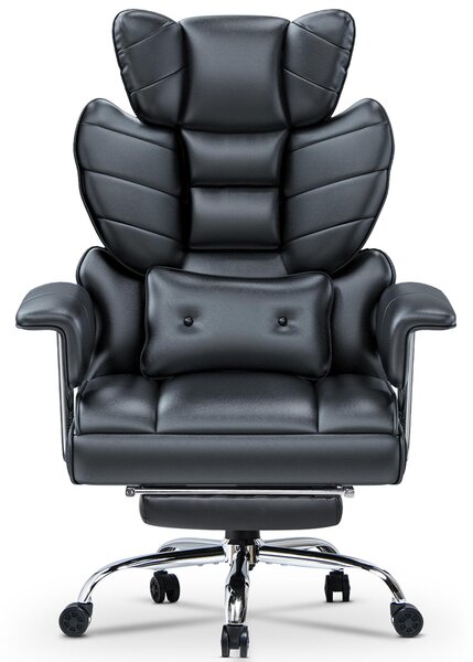 Sedia da ufficio, modello executive, ergonomica | Sedia reclinabile con poggiapiedi | Regolabile in altezza e inclinabile (90-135°) | Rivestita in ecopelle | Capacità massima: 159 kg