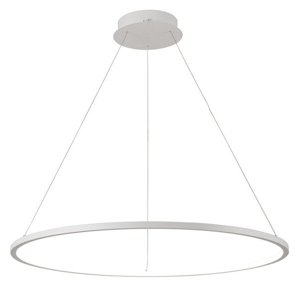 Lampada a sospensione LED a fascio stretto con anello luminoso Vinola bianca 48W, luce bianca regolabile, 3840 lm, metallo, dimensioni: 150x80x80 cm, IP20, Italux