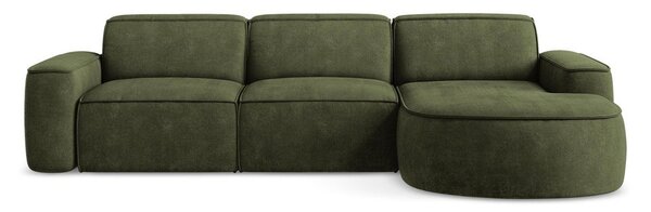 Divano angolare verde (con penisola a destra/con chaise lounge) con rivestimento in ciniglia Omao – Makamii