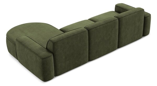Divano angolare verde (con penisola a destra/con chaise lounge) con rivestimento in ciniglia Omao – Makamii