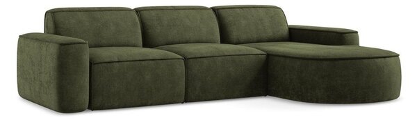 Divano angolare verde (con penisola a destra/con chaise lounge) con rivestimento in ciniglia Omao – Makamii