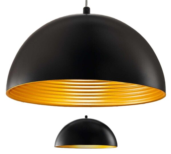 Lampada a Sospensione Dingle in Metallo Nero e Oro, Attacco E27, Design Moderno ed Elegante per Interni, Regolabile, Diametro 40cm, 3215-40-101