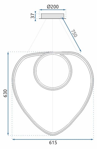 Lampada Da Soffitto Pensile Ring Moderno LED+Telecomando APP798-cp Chrome