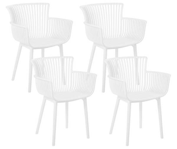 Set di 4 sedie di plastica con braccioli bianco interno esterno Beliani