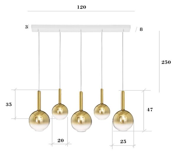 Sospensione vetro oro specchiato perenz lollipop 8035 b 8554 or 8556 or e27 led multiluce - Perenz