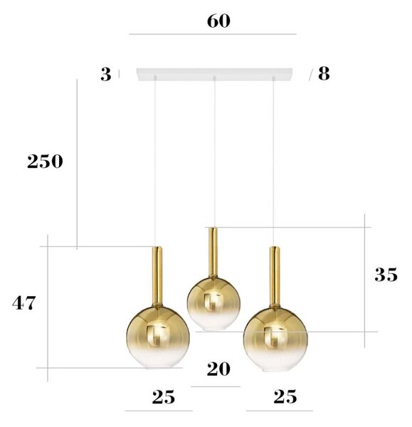 Lampadario vetro oro perenz lollipop 8554 or 8556 or 8034 b multiluce oro bianco - Perenz