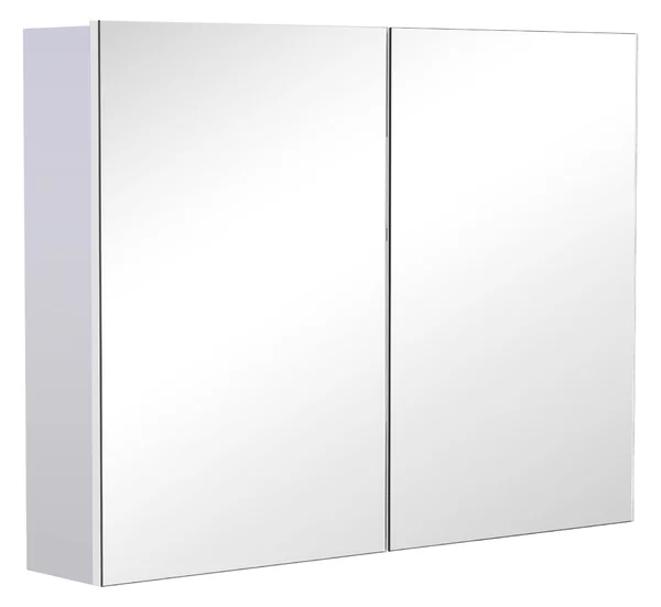 HOMCOM Armadietto Pensile da Bagno | Due Ante Frontali con Specchiera e 3 Ripiani Interni | MDF Bianco (80 x 60 x 15 cm)|Aosom