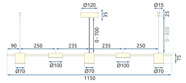 Lampada LED APP929-5CP GOLD