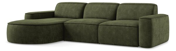 Divano angolare verde (con penisola a sinistra/con chaise lounge) con rivestimento in ciniglia Omao – Makamii