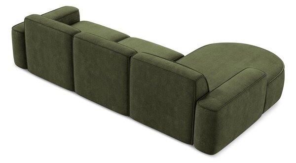 Divano angolare verde (con penisola a sinistra/con chaise lounge) con rivestimento in ciniglia Omao – Makamii