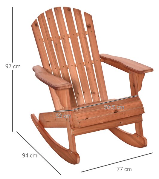 Outsunny Sedia Adirondack in Legno, Sedia a Dondolo per Giardino ed Esterni Impermeabile, 77x94x97cm Teak|Aosom