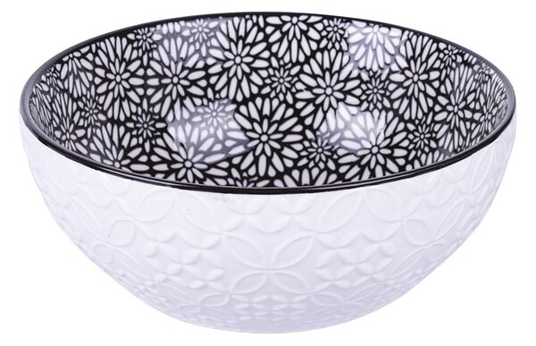 Ciotola insalatiera tonda 20 cm in porcellana bianca con doppio decoro Confusion Fiori