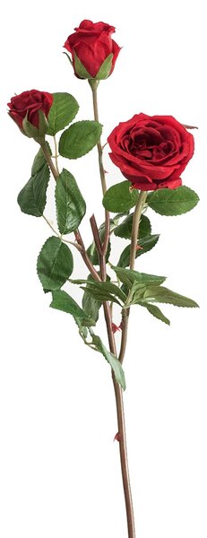Set 3 Ramo con 3 Rose Artificiali Altezza 74 cm Rosso