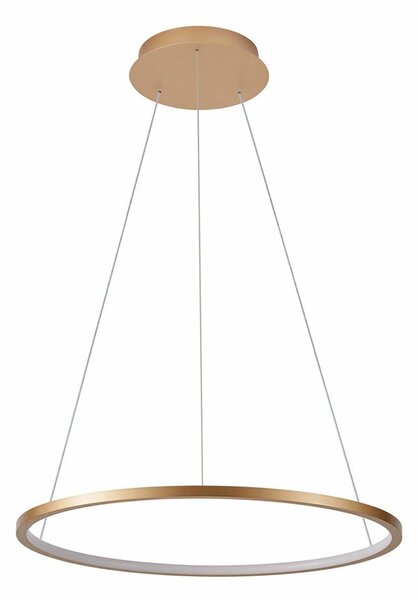 Lampada a sospensione LED a fascio stretto con anello luminoso Vinola dorata 48W, luce bianca regolabile, 3840 lm, metallo, dimensioni: 150x80x80 cm, IP20, Italux