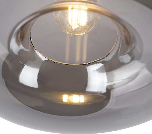 Plafoniera Art Déco nera con vetro fumé - Busa