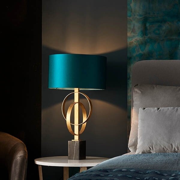 Endon 95221 - Lampada da tavolo 1xE27/10W/230V blu/ottone/nero