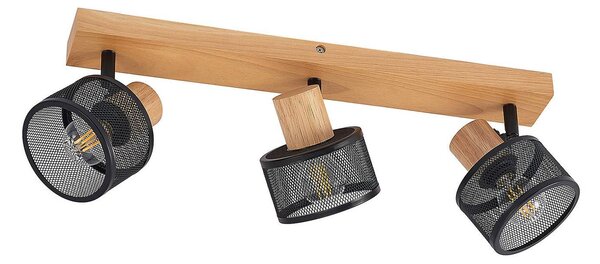 Faretto da soffitto in legno Lindby Evinora, 3 luci