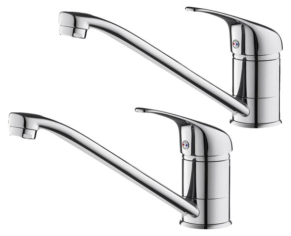 Rubinetto da cucina, con bocchetta girevole a 360°, struttura in ottone resistente, finitura cromata, attacco G3/8