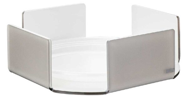 Vesta Portapiatti orizzontale in plexiglass moderno per piatti di plastica o carta Like Water Tortora/Bianco