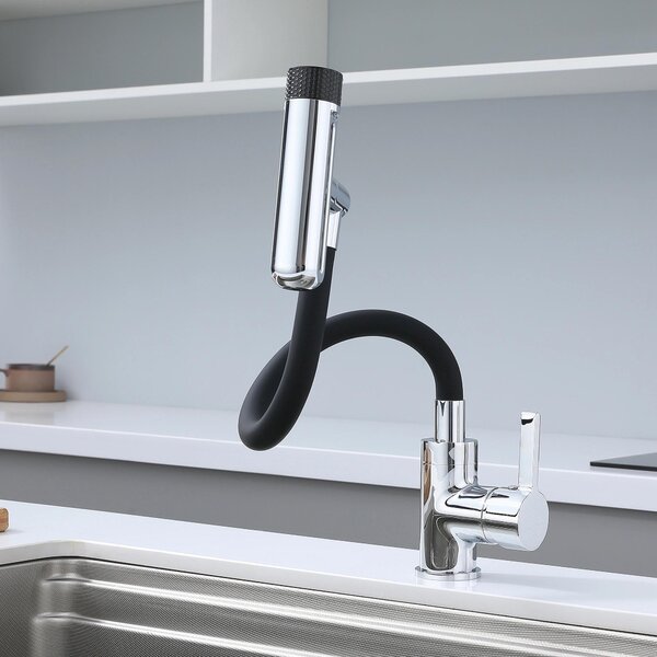 Rubinetto da cucina flessibile estraibile con rotazione a 360 gradi